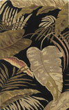 5'x8' Midnight Black Hand Tufted Tropical Leaves Indoor Area Rug