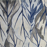 8'x11' Grey Navy Machine Woven Oversized Leaves Indoor Area Rug