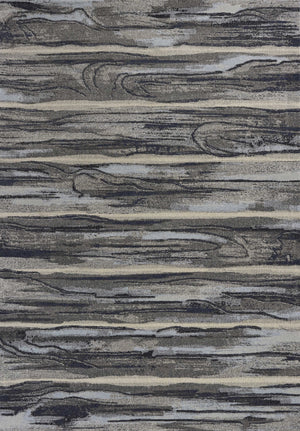 8'x11' Grey Machine Woven Abstract Brushstroke Indoor Area Rug