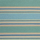 8'x10' Ocean Blue Hand Hooked UV Treated Awning Stripes Indoor Outdoor Area Rug