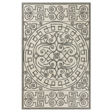 Ivory Grey Hand Woven UV Treated Greek Key Medallion Indoor Outdoor Area Rug