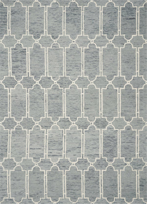 8'x10' Slate Blue Hand Tufted Geometric Indoor Area Rug