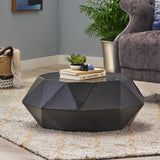 Noble House Leaverton Handcrafted Modern Aluminum Polygonal Coffee Table, Black
