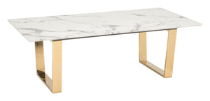English Elm EE2621 Composite Stone, Stainless Steel Modern Commercial Grade Coffee Table White, Gold Composite Stone, Stainless Steel