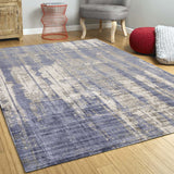 5'x7' Grey Blue Hand Loomed Abstract Brushstroke Indoor Area Rug