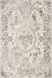 8'x10' Grey Machine Woven Distressed Floral Traditional Indoor Area Rug