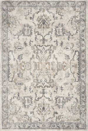 8'x10' Ivory Machine Woven Distressed Floral Traditional Indoor Area Rug