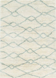 Ivory Grey Machine Woven Chain Link Indoor Area Rug