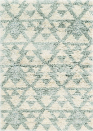 8' x 13' Extra Soft Geometric Design Ivory and Blue Area Rug