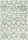 Extra Soft Geometric Design Ivory and Blue Area Rug