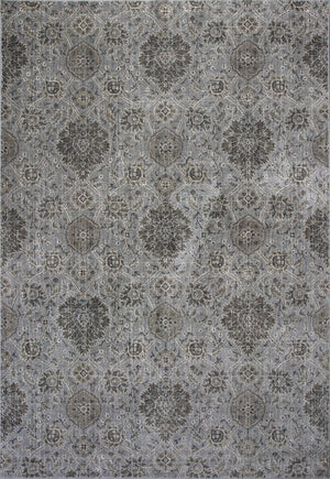 8'x11' Silver Machine Woven Traditional Floral Indoor Area Rug