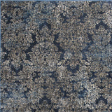 8'x11' Slate Blue Machine Woven Damask Indoor Area Rug