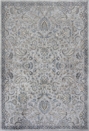 8'x11' Silver Blue Machine Woven Traditional Floral Indoor Area Rug