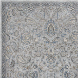 8'x11' Silver Blue Machine Woven Traditional Floral Indoor Area Rug