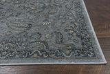 8'x11' Silver Blue Machine Woven Traditional Floral Indoor Area Rug