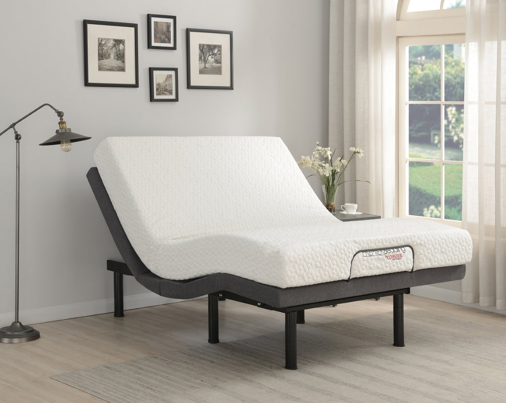 Negan Contemporary Adjustable Bed Base Grey and Black