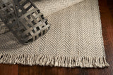 8'x10' Oatmeal Beige Hand Woven Herringbone Indoor Area Rug