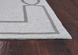 8'x11' Oatmeal Ivory Hand Hooked UV Treated Bordered Indoor Outdoor Area Rug