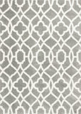 Grey Ivory Machine Woven Ogee Indoor Shag Area Rug