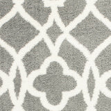 8'x11' Grey Ivory Machine Woven Ogee Indoor Shag Area Rug