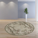 7' Round Wool Ivory Area Rug