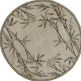 7' Round Wool Ivory Area Rug