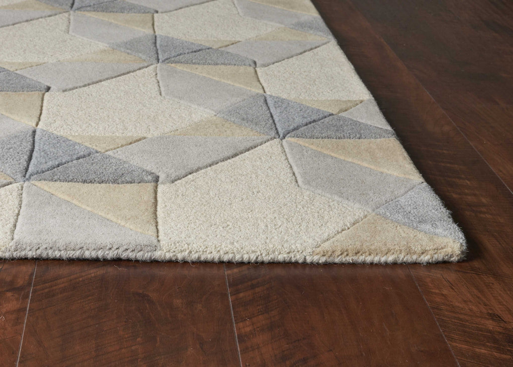 8'x11' Ivory Grey Hand Tufted Geometric Chain Pattern Indoor Area Rug