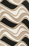 Black Beige Hand Tufted Abstract Waves Indoor Area Rug