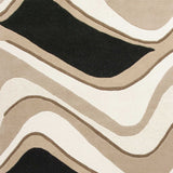 8'x11' Black Beige Hand Tufted Abstract Waves Indoor Area Rug