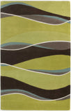 8'x11' Lime Mocha Hand Tufted Abstract Waves Indoor Area Rug