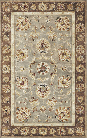 8'x11' Grey Mocha Hand Tufted Traditional Floral Indoor Area Rug