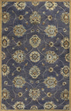 8'x11' Midnight Blue Hand Tufted Traditional Floral Indoor Area Rug