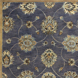 8'x11' Midnight Blue Hand Tufted Traditional Floral Indoor Area Rug