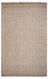 9'x12' Oatmeal Beige Hand Woven Herringbone With Braided Fringe Indoor Area Rug