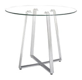 EE2798 Tempered Glass, Steel Modern Commercial Grade Counter Table