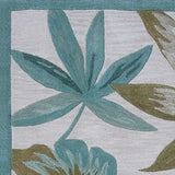 8'x11' Ivory Teal Hand Tufted Oversized Tropical Leaves Indoor Area Rug