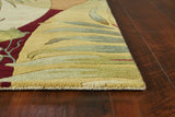 8'x10' Coral Red Ivory Hand Tufted Tropical Leaves Indoor Area Rug