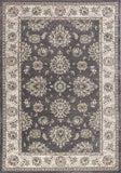 Grey Ivory Bordered Floral Indoor Area Rug