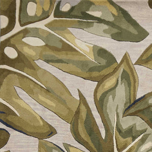 8'x11' Green Hand Tufted Oversized Tropical Leaves Indoor Area Rug