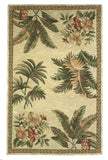 8' x 11' Wool Ivory with Laurel Border Palm Tree
