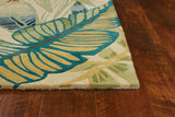 HomeRoots 8' X 11'  Wool Ivory And Teal Tropical Area Rug 350437-HOMEROOTS 350437