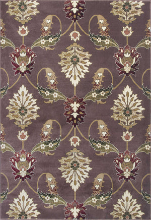 10'x13' Plum Machine Woven Floral Traditional Indoor Area Rug