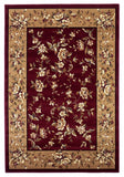 Red Beige Machine Woven Floral Traditional Indoor Area Rug