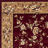 10'x13' Red Beige Machine Woven Floral Traditional Indoor Area Rug
