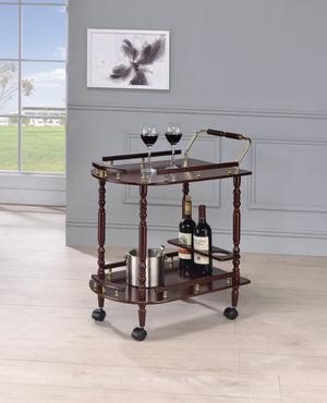 Traditional 2-tier Serving Cart Merlot and Brass