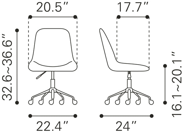 Zuo Modern Ceannaire 100% Polyurethane, Plywood, Steel Modern Commercial Grade Office Chair Gray, Black 100% Polyurethane, Plywood, Steel