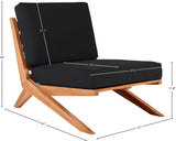 Tahiti Waterproof Fabric / Teak Wood / Foam Contemporary Black Waterproof Fabric Outdoor Chair - 31" W x 41" D x 30" H