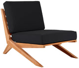 Tahiti Waterproof Fabric / Teak Wood / Foam Contemporary Black Waterproof Fabric Outdoor Chair - 31" W x 41" D x 30" H