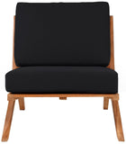 Tahiti Waterproof Fabric / Teak Wood / Foam Contemporary Black Waterproof Fabric Outdoor Chair - 31" W x 41" D x 30" H