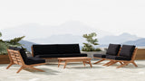 Tahiti Waterproof Fabric / Teak Wood / Foam Contemporary Black Waterproof Fabric Outdoor Chair - 31" W x 41" D x 30" H